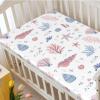Coastal Themed Fitted Crib Sheet,Standard Crib Mattress Fitted Sheet Toddler Bed Mattress Sheets - Baby Crib Sheets for Girl or Boy,28 x52,White Blush and Ceil Blue view 3