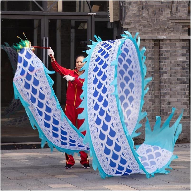 CALMR 3D Dragon Ribbon Streamer Traditional Colourful Chinese Dragon Dance Colorful Dragon Silk 6m/8m Fitness Dragon Dance