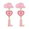 Cowwomen Boot Earrings Western Earrings For Women Cowboy Earring Vintage Western Cowwomen Boot Earrings Cowboy Drop Earrings Pink view 1