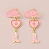 Cowwomen Boot Earrings Western Earrings For Women Cowboy Earring Vintage Western Cowwomen Boot Earrings Cowboy Drop Earrings Pink view 3