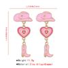 Cowwomen Boot Earrings Western Earrings For Women Cowboy Earring Vintage Western Cowwomen Boot Earrings Cowboy Drop Earrings Pink view 4