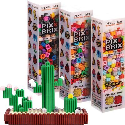 Pix Brix Pixel Art kit Puzzle Bricks - 1500 Piece Pixel Art Container, 32 Color Palette - Interlocking Building Bricks, Create 2D and 3D Builds Without Water or Glue - Stem Toys, Ages 6 Plus