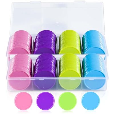 SenseYo 200 Pcs 1.45 Inch Plastic Game Counting Poker Chips with Storage Box for Kids Math Counting Card Game Counters