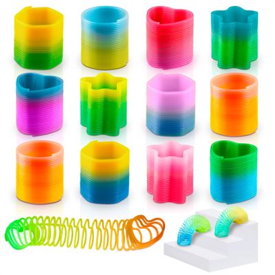 25Pcs Sensory Spring Fidget Toy Set - Rainbow Spring Party Favors with Color & Shape Recognition - Flexible Mini Springs for Teens & Adults in the Shapes of a Circle, Heart, Hexagon, Square & Star