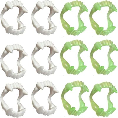 Higoala 24 Pcs Vampire Fangs, Plastic White and Glow in The Dark Vampire Teeth for Dress Up Costume Cosplay Photo Props Halloween Christmas