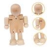 20 Pcs Wooden Robot Wood Educational Desktop Unpainted Peg People Unfinished Wooden Peg Doll Figure Wood Human Figure Model DIY Graffiti Craft view 4