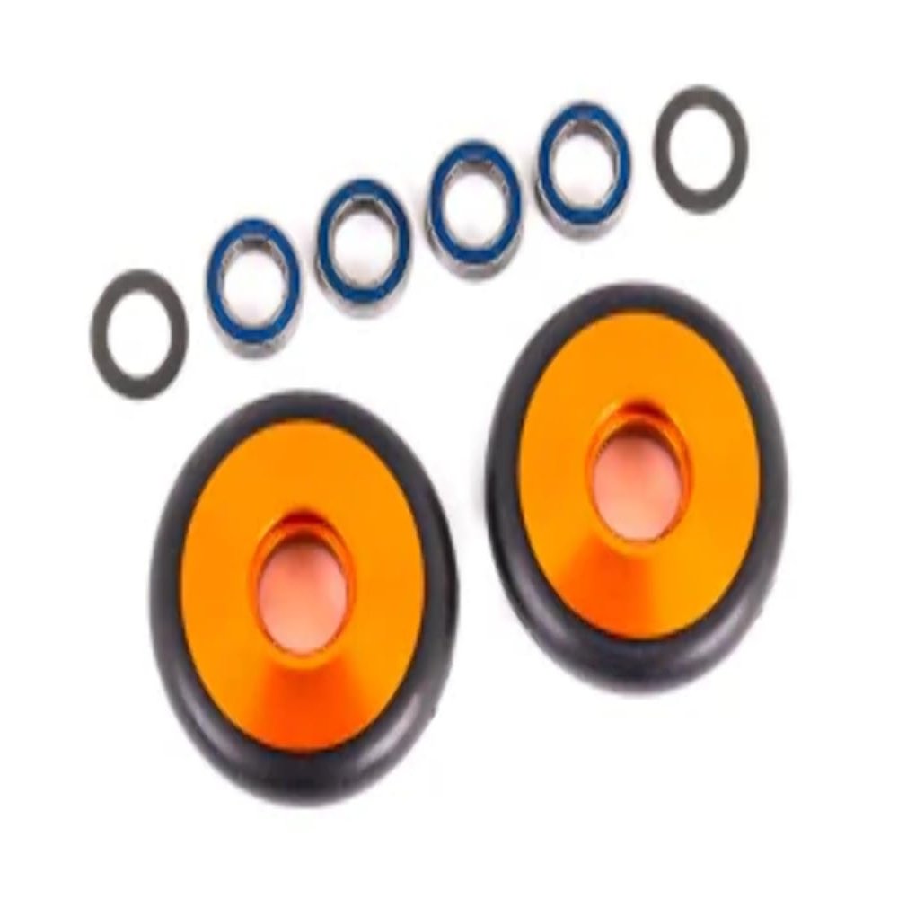 Traxxas 9461A - Aluminum Wheelie Bar Wheels w/Bearings & O-Rings, Orange (2)