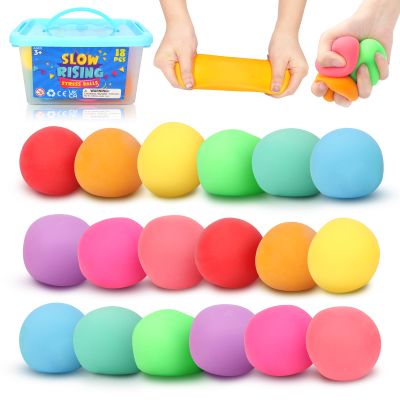 Squishy Stress Balls Fidget Toys: 18 Pack Mini Stress Balls for Kids and Adults, Soft Dough Ball Squishy Fidget Toy, Slow Rising Sensory Ball for Easter Basket Stuffers Egg Fillers, Classroom Prize