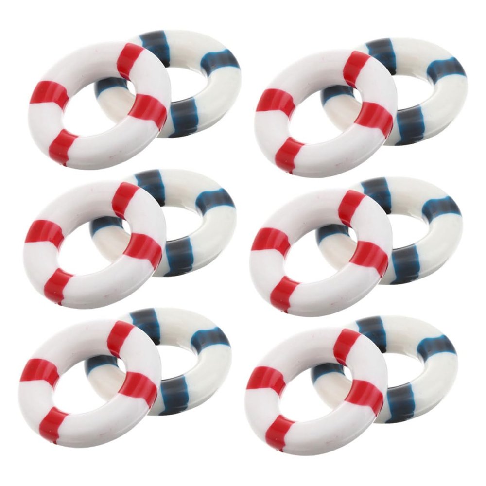 12pcs Micro Swim Ring Minature Swim Ring Ornament Life Ring Micro Landscape Life Buoy Tiny Decor Beach Scene Miniature Ornament Resin Suite Aquarium