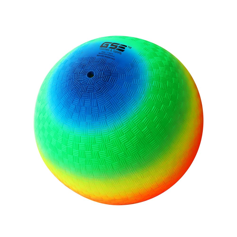 GSE Games & Sports Expert 7" Rainbow Inflatable Playground Ball, Kickball, Bouncy Dodge Ball, Handball for Kids/Adults, Perfect for Recess Ball Games, Gym, Yoga Exercises, Schools Sports Activities