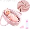 Enjoyin 8 Pcs Baby Doll Accessories Set Includes Feeding Bottle, Pacifier, Blanket, Pillow, Tablewares and Bassinet Carrier for 9'' to 12'' Dolls view 2