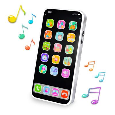 Ella Dream Baby Phone Toy for 1 Year Old Toddlers, Musical Cell Phone Toy with Light and Sound, Pretend Play Toy for Boys and Girls, Gifts for Birthday, Holiday (White)