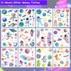 Hohamn 120 Pcs Glitter Galaxy Temporary Tattoos for Boys Kids, 12 Sheets Outer Space Tattoos for Boys Children Birthday Party Supplies Favors Spaceship Decorations view 2