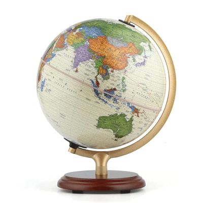 POCHY Beautiful Globe Illuminated Globe Antique Globes with Wood Stand 10 Inch World Globe Desktop Geographic Globes for Office Globe Decoration Fine and Clear