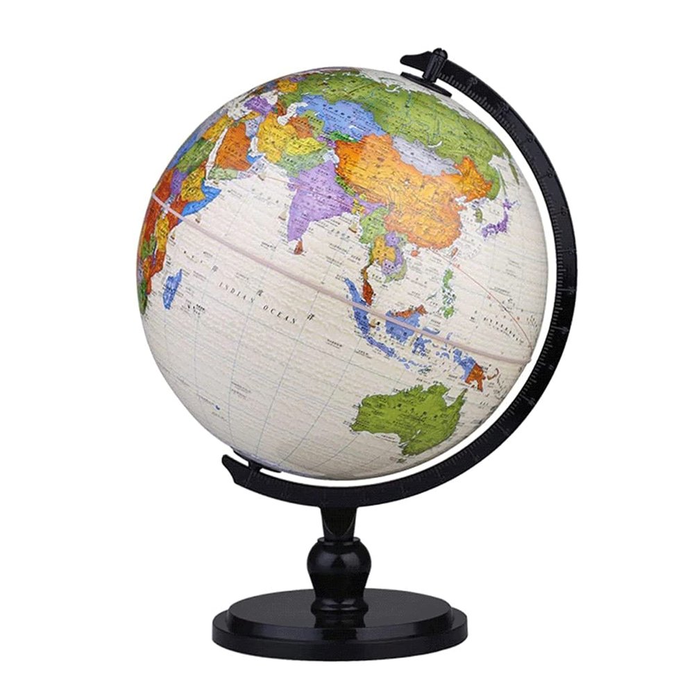 POCHY Beautiful Globe Globe with Black Stand Globes 9.8 Inch World Globe Desktop Geographic Globes for Adults Retro Practical Globe Fine and Clear