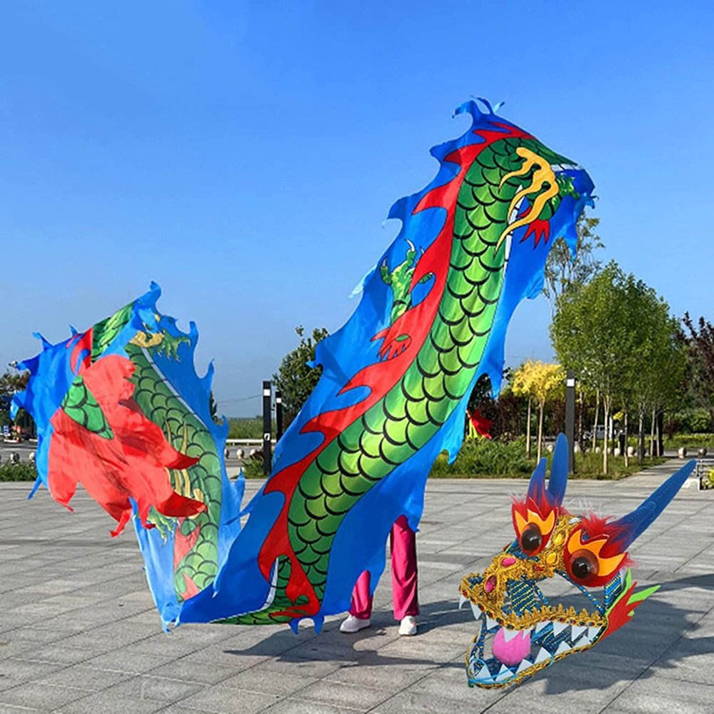 CALMR Chinese Dragon Dance 3D Dragon Ribbon Dragon Spiral Practice Ribbon Streamer 20/26/33 Ft Fitness Dragon Dance