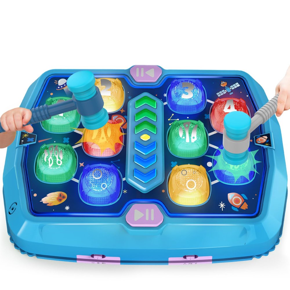 Whack Game Mole for Toddlers, Toys for 3 4 5 6 Year Old Boys Girls, Interactive Pounding Toys for Age 3-5, 3 Modes, 2 Hammers, Sound & Light, Birthday Xmas Gifts for Boys Girls Kids Age 3 4 5 6 7 8+
