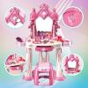Pretend Play Girls Makeup Table Set with StoolKids Vanity Set with Lights and MusicToddler Beauty Salon Set with Makeup Accessories & Hair Dryer ToyBest Birthday Gifts for Toddlers 2-5 Years Old view 2