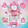 Pretend Play Girls Makeup Table Set with StoolOpen Doors by GesturesKids Vanity Set with Lights and MusicToddler Beauty Salon Set with Makeup Accessories & Hair DryerToy for Toddlers 2-5 Years Old view 2