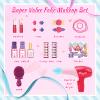 Pretend Play Girls Makeup Table Set with StoolOpen Doors by GesturesKids Vanity Set with Lights and MusicToddler Beauty Salon Set with Makeup Accessories & Hair DryerToy for Toddlers 2-5 Years Old view 3