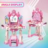 Pretend Play Girls Makeup Table Set with StoolOpen Doors by GesturesKids Vanity Set with Lights and MusicToddler Beauty Salon Set with Makeup Accessories & Hair DryerToy for Toddlers 2-5 Years Old view 4