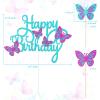 13 Pieces Butterfly Cake Toppers With Happy Birthday Cake Toppers 3D Pink Gold Butterfly Cake Decorations for Girls Women's Birthday Party Wedding Cake Decor Baby Shower (Blue,Rose Red) view 3