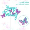 13 Pieces Butterfly Cake Toppers With Happy Birthday Cake Toppers 3D Pink Gold Butterfly Cake Decorations for Girls Women's Birthday Party Wedding Cake Decor Baby Shower (Blue,Rose Red) view 4