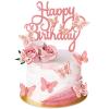 13 Pieces Butterfly Cake Toppers With Happy Birthday Cake Toppers 3D Pink Gold Butterfly Cake Decorations for Girls Women's Birthday Party Wedding Cake Decor Baby Shower (Light Pink) view 1
