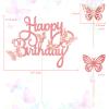 13 Pieces Butterfly Cake Toppers With Happy Birthday Cake Toppers 3D Pink Gold Butterfly Cake Decorations for Girls Women's Birthday Party Wedding Cake Decor Baby Shower (Light Pink) view 3