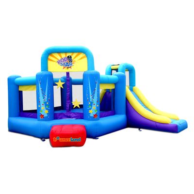 Bounceland Pop Star Inflatable Bounce House Bouncer (NO Blower), Large Bouncing Area with Long Slide, Climbing Wall, Basketball Hoop, 15 ft x 13 ft x 8.3 ft H, Pop Star Kids Party Theme