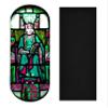Teak Tuning Heat Transfer Graphic Wooden Fingerboard Deck, Queen Margaret Stained Glass - 34mm x 97mm Popsicle Shaped Deck view 1