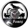Wall Clock Battery Operated Silent Non-Ticking 12 Inch T Foxes Family Vinyl Record Clock Woodland Nursery Kid Room Woodland Animals Wall Art Design view 1