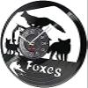 Wall Clock Battery Operated Silent Non-Ticking 12 Inch T Foxes Family Vinyl Record Clock Woodland Nursery Kid Room Woodland Animals Wall Art Design view 2