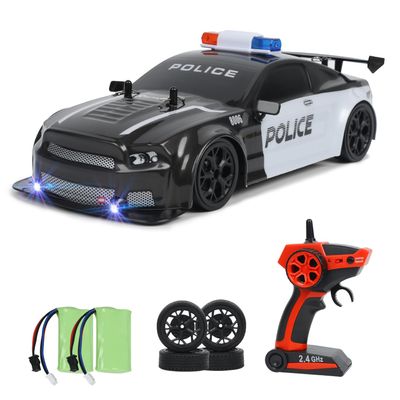 iBlivers RC Drift Police Car, 1:14 Remote Control Police Car 4WD Drift GT RC Cars Vehicle High Speed Racing RC Drifting Car Gifts Toy for Boys Kids