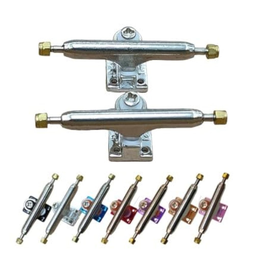 Leefai Professional Fingerboard Trucks 32-34mm Wide -Standard Shape G3-Single Axles Truck- Inverted Kingpin-Mini Finger Skateboard Tool -Screws Hardware,Plating Baseplate (Silver, 34MM)