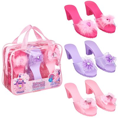 3-Pack Princess Shoe Set - Dress Up Royalty Kids Heels Slip On Shoes - Pastel Colored Princess Dress Up Shoes, Pretend Play High Heels For Kids - Fits Toddler Size 7-10