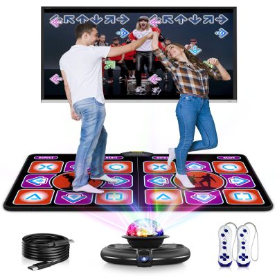 Acelufly Double Dance Mat, Flannel Dance Mat for TV with HD Camera, Dual User Play Mat with Wireless Controller, Non-Slip Dance Pad for Kids Adults Girls Boys