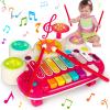 AugToy 3 in 1 Musical Toys for Toddlers 1-3 Piano Xylophone Drum Set Toys for 1 2 3 Year Old Girls Birthday Music Instruments Baby Learning Developmental Sensory Toys Toddler Toys Age 1-2 2-3 view 1