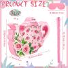 Aoriher 4 Pieces Tea Party Piatas Tea Flower Themed Decorations Teapot Small Piata Bundle with Blindfold and Stick Teacup Party Supplies Favors for Birthday(Pink,Teapot) view 2