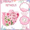 Aoriher 4 Pieces Tea Party Piatas Tea Flower Themed Decorations Teapot Small Piata Bundle with Blindfold and Stick Teacup Party Supplies Favors for Birthday(Pink,Teapot) view 3