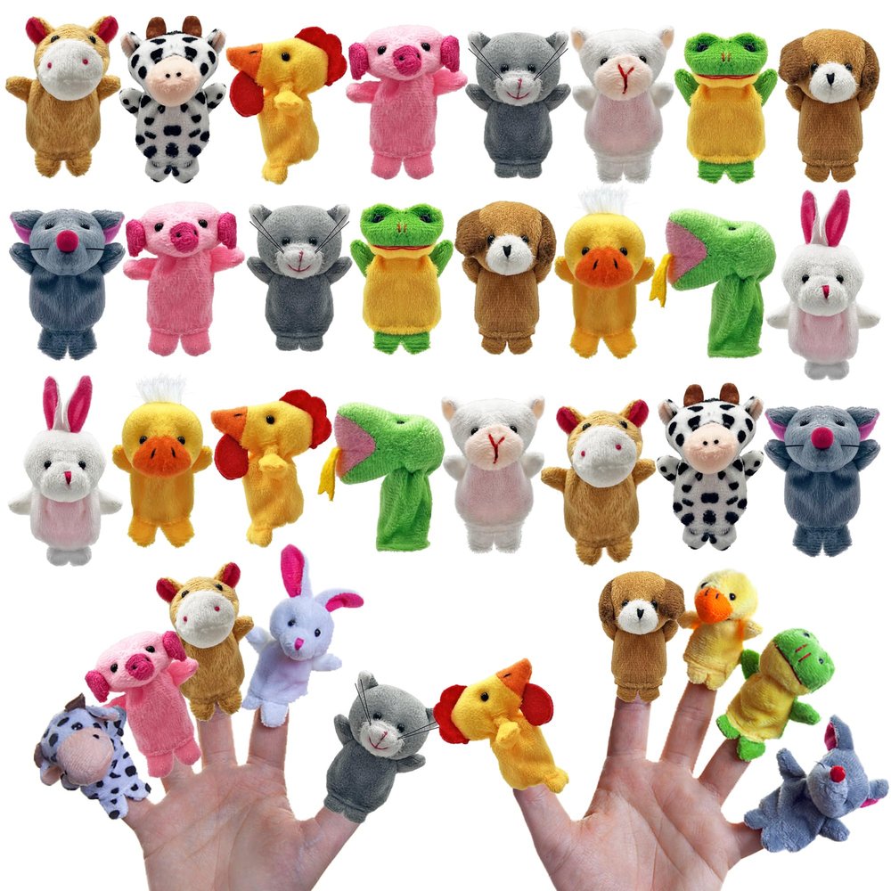 24 PCS Finger Puppets Set Mini Stuffed Animals Finger Puppet Toys for Storytelling Playing Teaching Shows Playtime Schools Birthday Party Gift Favor Supplies