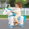 WondeRides Ride on Unicorn Horse Bule Pony Cycle Toy Size 4 for 4-9 Years, 36 Inch Height Riding Pony Unicorn with Wheels Mechanical Walking Rocking Plush Animal as Birthday Gifts for Children M431-1 view 2