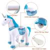 WondeRides Ride on Unicorn Horse Bule Pony Cycle Toy Size 4 for 4-9 Years, 36 Inch Height Riding Pony Unicorn with Wheels Mechanical Walking Rocking Plush Animal as Birthday Gifts for Children M431-1 view 3
