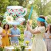 Aoriher 4 Pieces Tea Party Piatas Tea Flower Themed Decorations Teapot Small Piata Bundle with Blindfold and Stick Teacup Party Supplies Favors for Birthday (Blue,Teacup) view 2