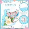 Aoriher 4 Pieces Tea Party Piatas Tea Flower Themed Decorations Teapot Small Piata Bundle with Blindfold and Stick Teacup Party Supplies Favors for Birthday (Blue,Teacup) view 3