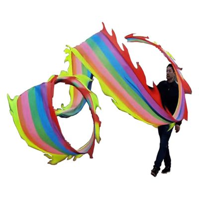 CALMR 3D Dragon Poi Dragon Ribbon 3D Dragon Ribbon Streamer with Telescopic Rod Flinging Dragon Spiral Practice Ribbon Streamer