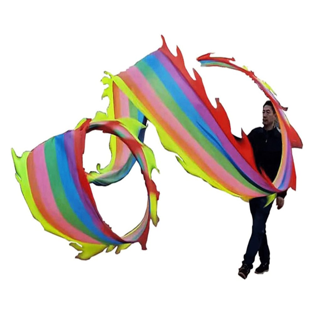 CALMR 3D Dragon Poi Dragon Ribbon 3D Dragon Ribbon Streamer with Telescopic Rod Flinging Dragon Spiral Practice Ribbon Streamer