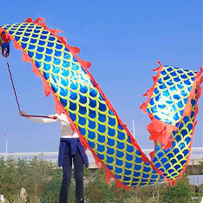 CALMR 3D Dragon Dance Colorful Blue Dragon Dance Ribbon Chinese Wu Long Silk Dragon Dance for Outdoor Sports Silk Dragon Dance