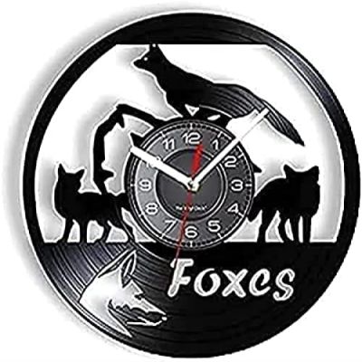 Wall Clock for Living Room Kitchen Home Office 12 Inch Vinyl Record Clock Forest Nursery Kids Room Forest Animals Wall Art Modern Design Home Wall Clock Modern Clock