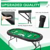 ECOTOUGE Poker Table Foldable, 8 Players Gaming Table w/Stainless Cup Holder & Portable Storage Bag, Folding Oval Blackjack Table for Texas Casino Leisure Game, No Assembly Required, Green view 4